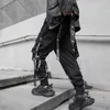 Houzhou Black Cargo Pants Men Joggers Cargo Ounsers for Men Joging Joging Hip Hop Hippie Techwear Gothic Ribbon 211013