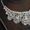 Luxury Big Rhinestone Bridal Jewelry Sets Crystal Crown Tiaras Plated Necklace Earrings Set For Bride Hair Accessories H1022