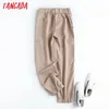 Moda Kobiety Wysokiej Jakości Khaki Garnitur Spodnie Boczne Kieszenie Przyciski Office Lady Spodnie Pantalon 4C31 210416