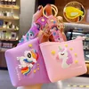 Coin Purse Earphone Holder Key Chains Ring Cartoon Silicone Animal Unicorn Pattern Keychains Cute Bag Pendant Car Keyrings Charm G1917117