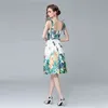 Mode zomer jurk vrouwen boog spaghetti riem groen blad vlinder bloem gedrukt strand sundress backless vestidos 210416