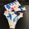Letnie wakacje Bikinis Zestaw One Piece Swimsuit Kobiet Kwiaty Stroje Kąpielowe List Drukuj Damski Garnitur Pływacki