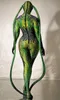 할로윈 파티 녹색 외계인 동물 코스프레 의상 여성 참신 역할 전체 커버 Jumpsuit 쇼 댄서 무대 공연 복장 여성용