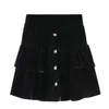 Ezgaga Velour High Waist Skirts Fashion Vintage A-Line Solid Black Cupcake Skirts Elegant Sweet Korean Chic Jupe Femme 210430