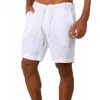 ランニングショーツメンズカジュアルファッション亜麻ドローストリング薄いリネンソリッドカラーショートズボン2021男性夏のビーチ通気性