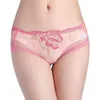 Roze kant geborduurde bloem slipje dames shorts Sexy transparante low-rise damesslips