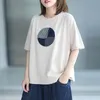 Johnature Cotton Patchwork Embroidery Casual Women T-Shirts O-neck Short Sleeve Summer Loose All-match Casual Tops 210521