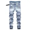 Jeans Men Vintage Kläder Hiphop Streetwear Denim Distressed White Medium Mustasche Effekt Casual Fashion Byxor Stor storlek 220115