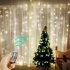Struny 3x2 / 3x3 LED Curtain Fairy Lights Remote Control Ciąg do domu / sypialni Garlandia