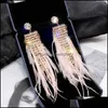 Dangle & Chandelier Earrings Jewelry S1957 Fashion S925 Sier Post Feather Rhisntone Tassel Long Stud Drop Delivery 2021 850S3