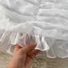 Styl francuski biały damska sukienka lato elegancka z krótkim rękawem na szyi Ruched Bodycon Mini Motyl Klub 210603