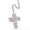 Iced Out Cross Pendant Gold Halsband Fashion Mens Hip Hop Halsband Smycken