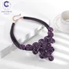 HanCheng mode grand fil fait à la main en cuir corde gemme pierre cristal déclaration collier ras du cou femmes colliers Bijoux Bijoux Chokers