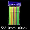 100Pcs 21cm Colorful Disposable Plastic Curved Drinking Straws Wedding Birthday Party Bar Drink Accessories w-00866