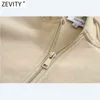 Women Fashion Zipper Decoration Casual Loose Fleece Sweatshirts Female Basic Pockets Hoodies Chic Pullovers Tops H522 210416