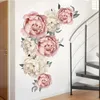 Grand pivoine Rose fleur Art autocollant mural salon maison fond bricolage décalcomanie chambre décoration cadeau stickers muraux