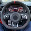 Housse de volant de voiture en cuir véritable noir daim pour 7 Golf R MK7 VW Polo GTI Scirocco 2015 2016