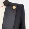 Yüksek Sokak Tasarımcısı Şık Blazer kadın Tek Düğme Aslan Süslenmiş Saten Yaka Ceket 211122