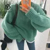 Зимняя мода All-Match Pullovers Толстины Плюс Размер Трикотажная Теплая Одежда О-Вырела Повседневные Женщины Свитера T07523R 210416