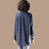 Bahar Sanatları Tarzı Kadınlar Uzun Kollu Gevşek Vintage Gömlek Pamuk Çiçek Nakış Bluzlar Femme Blusas Tops Artı Boyutu S302 210512