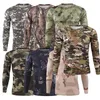 Men's Tactical Seco Seco Camiseta Camuflagem Camo Fitness Respirável Manga Longa Ops Ao Ar Livre Militar Americano EXÉRCITO EXÉRCITO CAMISETA 220309