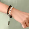 Kralen strengen verkopen dames rozenhout grijs agaat dubbele ring hand string lotus pod pompoen kralen vintage verjaardag armband vrouwen inte22