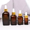 Amber Glass Essential Oil Bottle e Liquid Square Dropper Bottles 10ml 20ml 30ml Multiple Type Caps SN2314