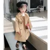 New Spring Autumn Tench Coats Childrens Outerwear Fashion Girl Long Coat Toddler Baby Jacket Windbreaker Kids Clothes 20220302 H1