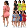 Dames Trainingspakken Twee stukken Set Deisgner Sexy Effen Kleur Casual Sports Jogging Shorts Korte Mouw Shorts Outfits 8 kleuren