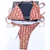 Sexy borduurwerk bikini set brief badmodes designer metalen ketting badpak split badpakken voor dames geschenk vakantie