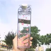 Creative Cute Plastic Clear Milk Carton Water Bottle Fashion Strawberry Transparent Box Juice Cup for Girls A Free 210908