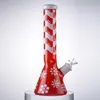 Xmas Hookahs Christmas Style Big Beker Rode Bong Rechte Buis Roken Pijp Sneeuwvlok Waterleidingen Ijs Knijp 7mm Dikke Glas Bongs Kom Diffused Downstem-groothandel