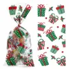 Decoraciones navideñas, 50 Uds., bolsas de dulces felices, bolsa de regalo de plástico de Papá Noel, caja de regalos de galletas para año de Navidad, decoración