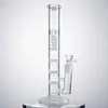 18mm Female Joint Hookahs Glass Bong 12 Inch Heigh Triple Beecomb Water Pipes Birdcage Percolator 5mm Thickness Straight Tube With Bowl Clear Blue Green Oil Dab Rigs