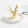 Rolownica biżuterii Uchwyt białego złota ceramiczne łosie Taca Tacka jelenia Organizer Organizer Dish Naszyjnik stojak na prezenty dla kobiet mamy