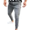 Calças masculinas 2021 primavera verão moda masculina casual skinny jogging joggers slim fit agasalho esporte suor xadrez calças K-