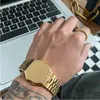 Assista Exagerated Chain Forma Pulseira Hip-Hop Personalidade Moda Titânio Aço Simples Retro Jóias Acessórios