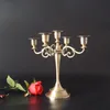 European gold, silver and copper bar dining table creative Candlestick metal romantic decoration simple five head candlesticks