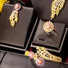 Orecchini collana Godki Trendy Real Pink Coral Emirati Arabi Uniti Set per la festa di matrimonio femminile zirconia