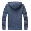 Vinter män sweatercoat hooded cardigan mens tjocka sammet jacka casual stickad sweater mens cardigan vinter tröja man kläder 210809