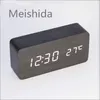 Timers Creatieve en eenvoudige LED Geluidsgestuurde houten klok Modieus Elektronisch alarm Stil