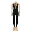 Adogirl Hollow Out Elegant Womens Longo Macacão Sexy Night Party Feminino Bodycon Jumpsuit Uma peça Outfit Plus Size Women's Jumpsui