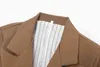 [EAM] femmes Vintage Bandage marron Blazer cranté à manches longues coupe ample veste mode printemps automne 1DD4708 211122