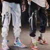 Hip Hop Streetwear Men Harem Cargo Byxor Koreanska Jogger Sweatpants Svart Vit Ankellängd Byxor Techwear Men's