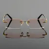 GMEI OPTICAL Fashionable Frameless Titanium Eloy Glasses Plain Lenses Diamond Cutting Rimless Inga Diopters Eyeglasses5166566