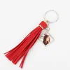 DHL100PCS Bag Parts Sublimation DIY Vit Blank Metall Keychain med tofs