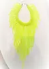 Handgemaakt in voorraad Europese Mode Neon Gele Verklaring Vrouwen Lange Chokers Star Punk Chunky Kwastjes Kettingen Kralen Ketting 210331