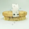 MOQ 50 PCS OEM Custom LOGO Shower Brush Natural Stiff Sisal Bristle بيضاوي مقبض من خشب البامبو فرش الجسم الرطب والجاف الرجال والنساء العرض للأمازون