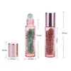 NEW10ML Rose Gold Glass Bottle Natural Crystal Semiprecious Stones Essential Oil Gemstone Roller Ball Bottles 10 Style RRA10659