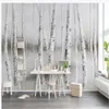 3d customized wallpaper White birch forest wallpapers oil painting style simple TV background wall